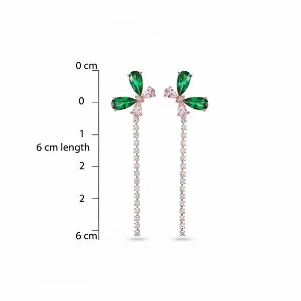 Emerald_Green_Stainless_Steel_Floral_Earrings_For_Women