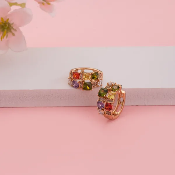 Multicolour_Stainless_Steel_Vibrant_Gemstone_Cluster_C-Shape_Earrings_For_Women