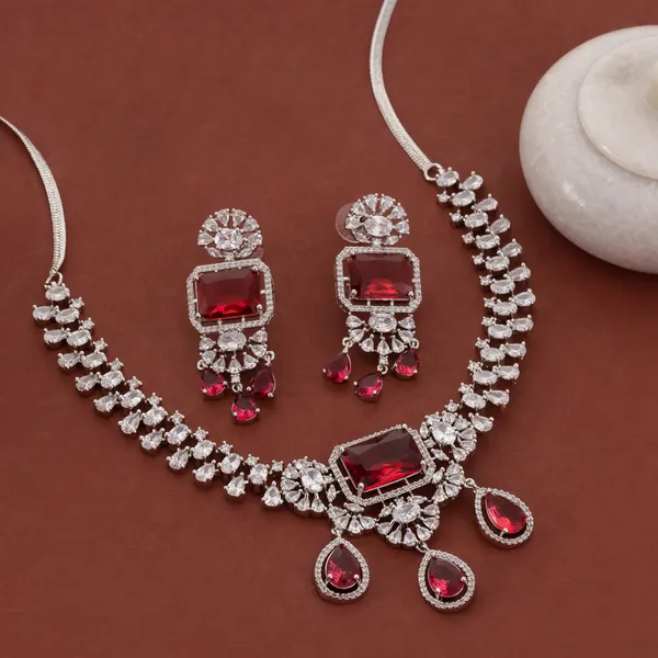 Silver_&_Red_Stainless_Steel_Ruby_Ad_Necklace_Earring_Set_For_Women