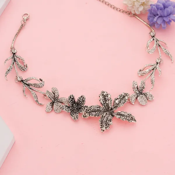 Grey_Silver_Stainless_Steel_Tone_Crystal_Vine_Necklace_For_Women