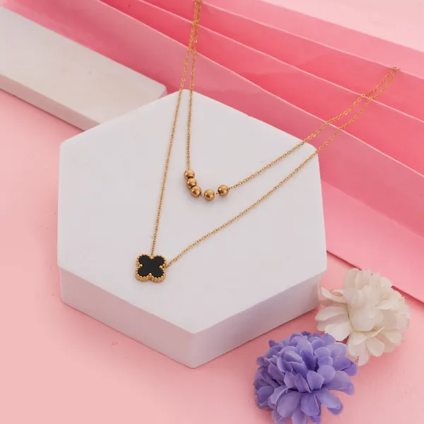 Golden_Stainless_Steel_Clover_Charm_Necklace_For_Women
