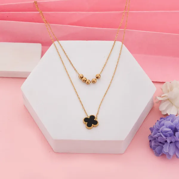 Golden_Stainless_Steel_Clover_Charm_Necklace_For_Women