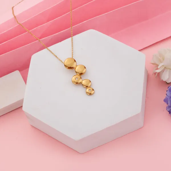 Golden_Stainless_Steel_Laye_Tone_Bubble_Drop_Necklace_For_Women