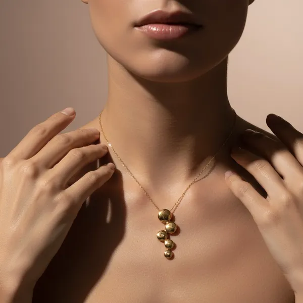 Golden_Stainless_Steel_Laye_Tone_Bubble_Drop_Necklace_For_Women