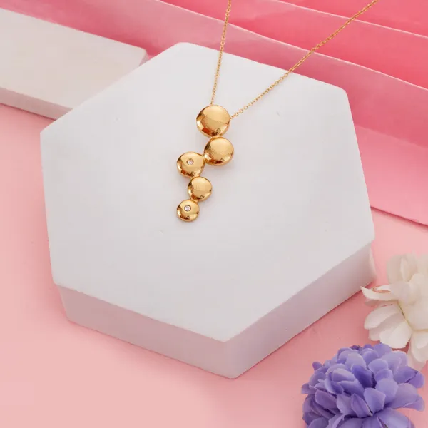 Golden_Stainless_Steel_Laye_Tone_Bubble_Drop_Necklace_For_Women