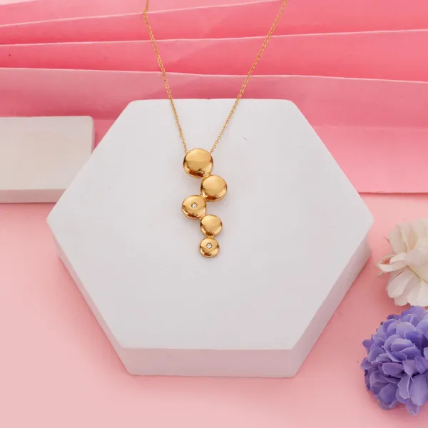 Golden_Stainless_Steel_Laye_Tone_Bubble_Drop_Necklace_For_Women