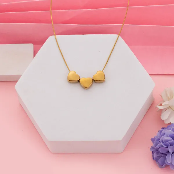 Golden_Stainless_Steel_Minimalist_Triple_Heart_Necklace_For_Women