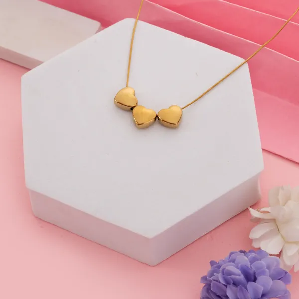 Golden_Stainless_Steel_Minimalist_Triple_Heart_Necklace_For_Women