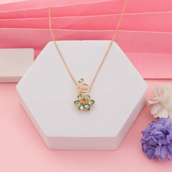 Aqua_Blue_Stainless_Steel_Boho_Flower_Crystal_Drop_Necklace_For_Women