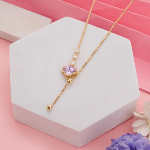 Purple_Stainless_Steel_Minimalist_Stone_Drop_Necklace_For_Women