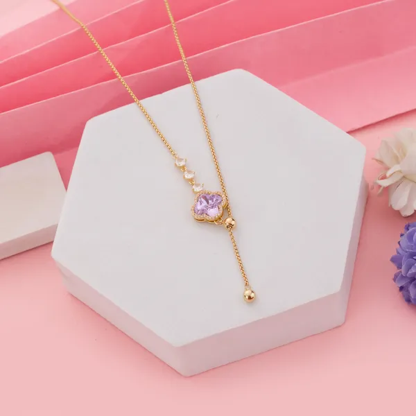 Purple_Stainless_Steel_Minimalist_Stone_Drop_Necklace_For_Women