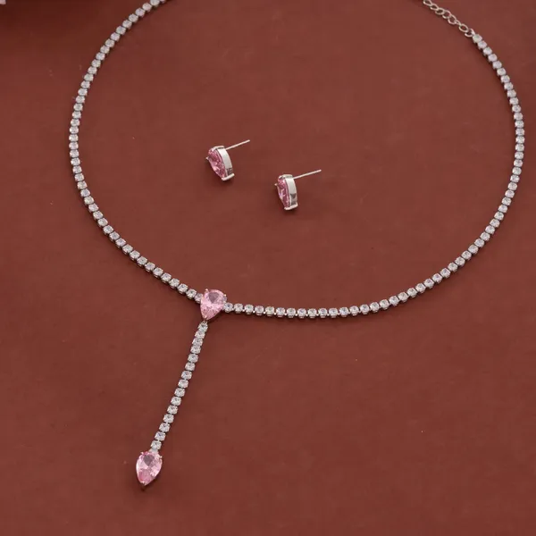 Silver_&_Pink_Stainless_Steel_Heart_Stone_Tennis_Chain_Necklace_Set_For_Women