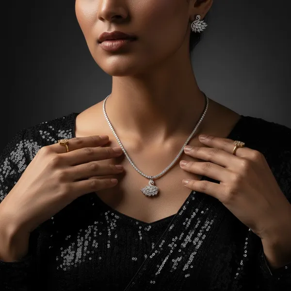 Silver_Stainless_Steel_All_Crystal_Swan_Pendant_Tennis_Chain_Set_For_Women