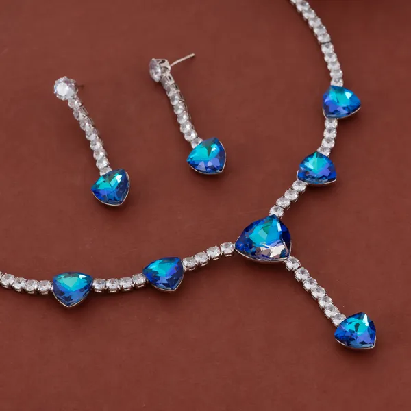Silver_&_Blue_Stainless_Steel_Ocean_Heart_Gemstone_Necklace_Set_For_Women