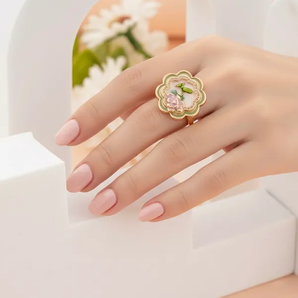 Golden_Stainless_Steel_Cute_Flower_Blossom_Ring_For_Women