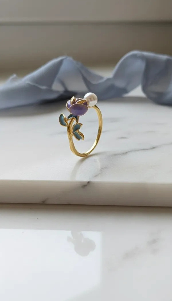 Golden_Stainless_Steel_Delicate_Pearl_Open_Ring_For_Women