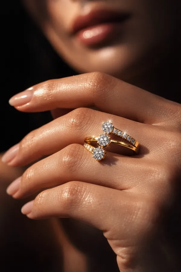 Golden_Stainless_Steel_Trinity_Zirconia_Ring_For_Women