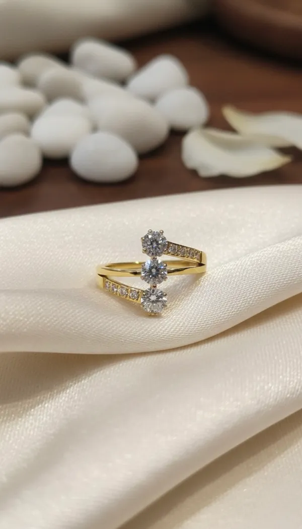 Golden_Stainless_Steel_Trinity_Zirconia_Ring_For_Women