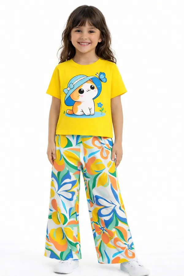 Cute_Kitty_Printed_Girls_T-Shirt_&_Palazzo_Set