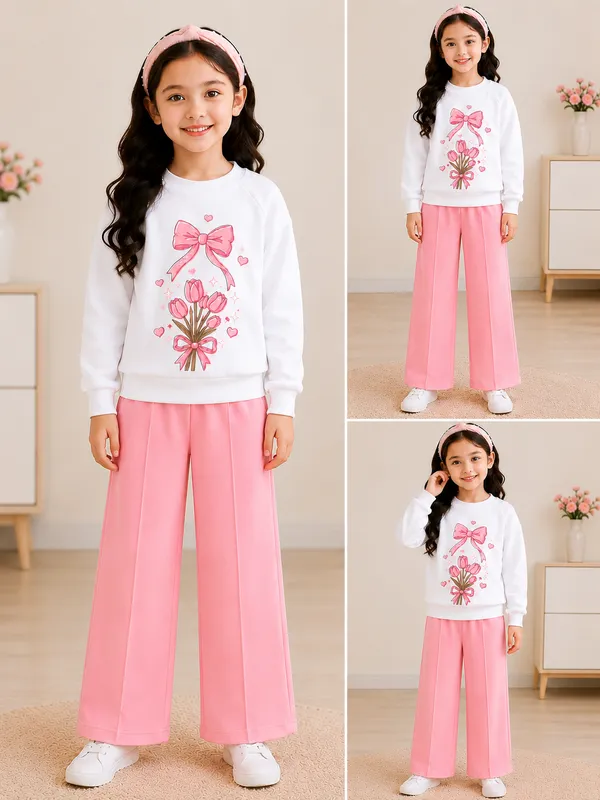 Girls_White_Bow_Printed_Sweatshirt_with_Pink_Wide-Leg_Palazzo_Set