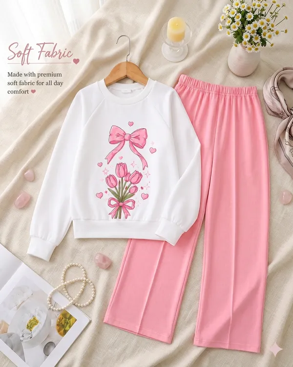 Girls_White_Bow_Printed_Sweatshirt_with_Pink_Wide-Leg_Palazzo_Set