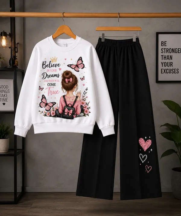 Girls_White_Dream_Printed_Sweatshirt_with_Black_Heart_Palazzo_Set