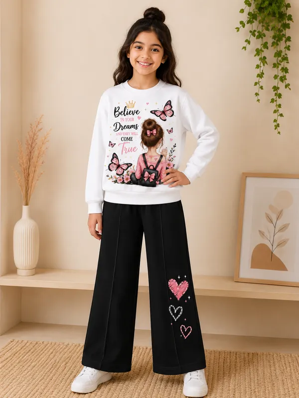 Girls_White_Dream_Printed_Sweatshirt_with_Black_Heart_Palazzo_Set