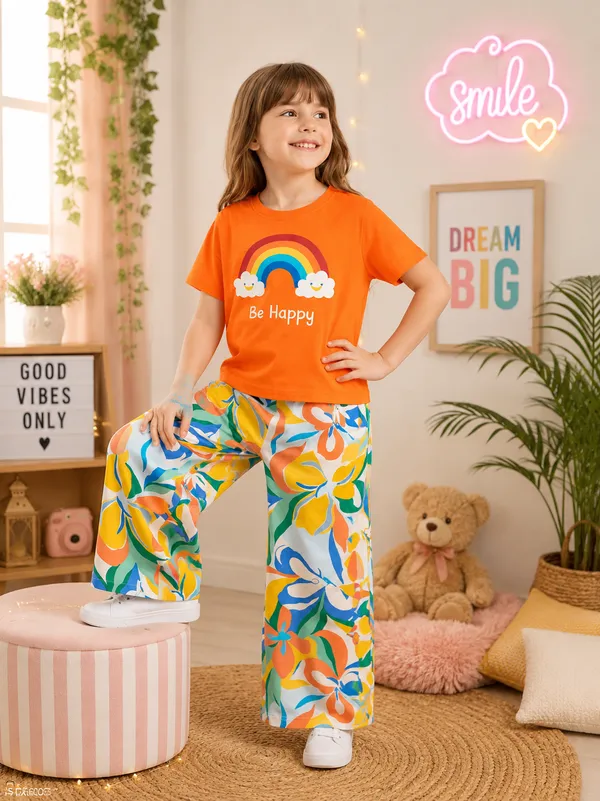 Rainbow_Happy_Girls_Co-Ord_Set_–_Orange_T-Shirt_&_Printed_Palazzo