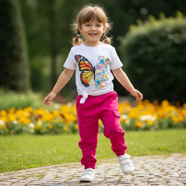 White_Cute_Girls_Floral_Butterfly_T-Shirt_With_Stylish_Pink_Joggers