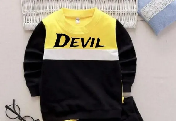Black_&_Yellow_Kids_Stylish_Devil_Print_Top_And_Bottom_Set