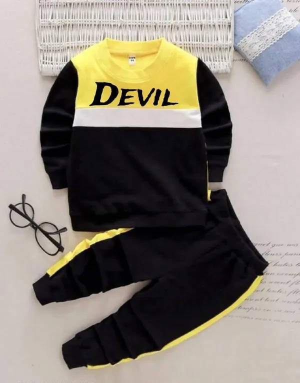 Black_&_Yellow_Kids_Stylish_Devil_Print_Top_And_Bottom_Set