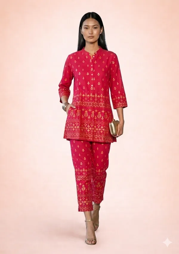 Red_Elegant_Design_Cotton_Co-Ord_Set_For_Women