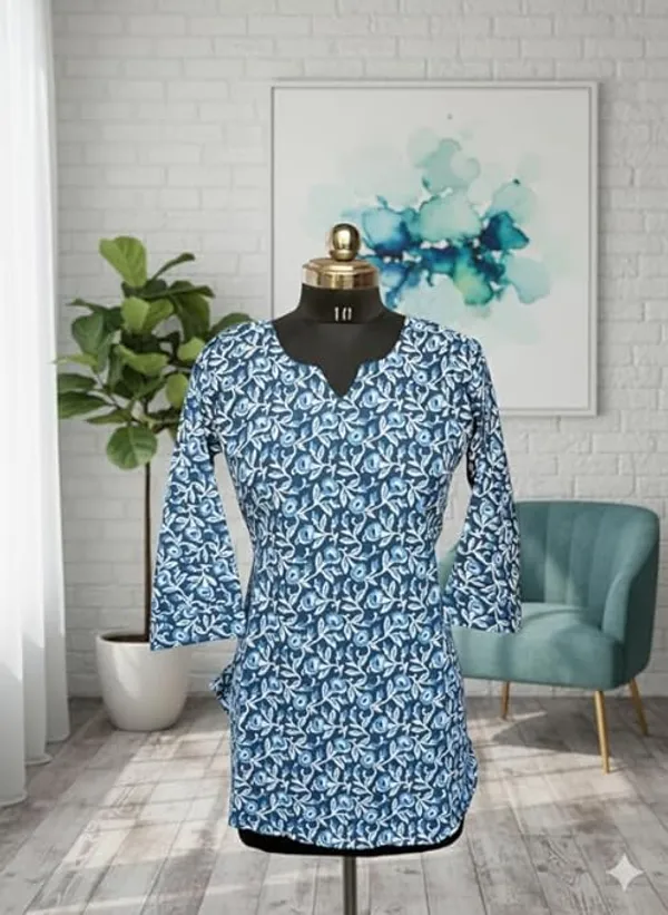 Indigo_Elegant_Design_Cotton_Short_Kurti_Printed_For_Women