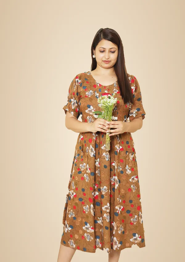 Brown_Cotton_Dress_For_Women