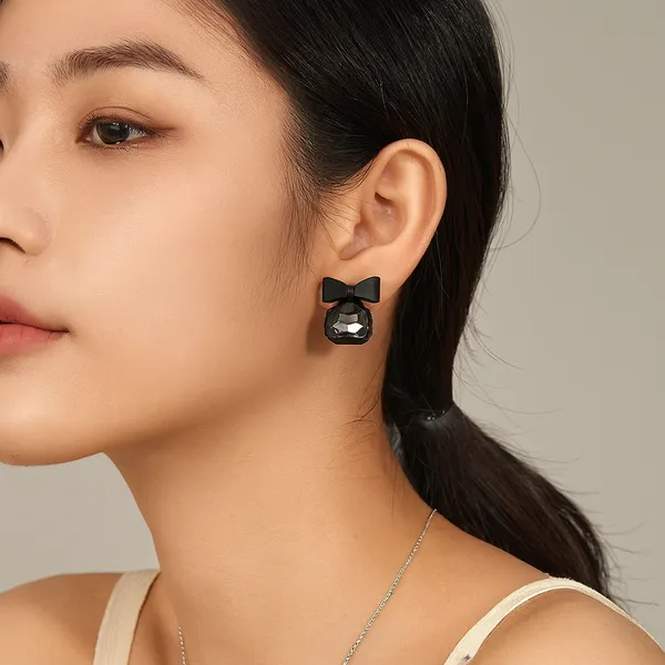 Black_Bow_Stud_Earrings_For_Women