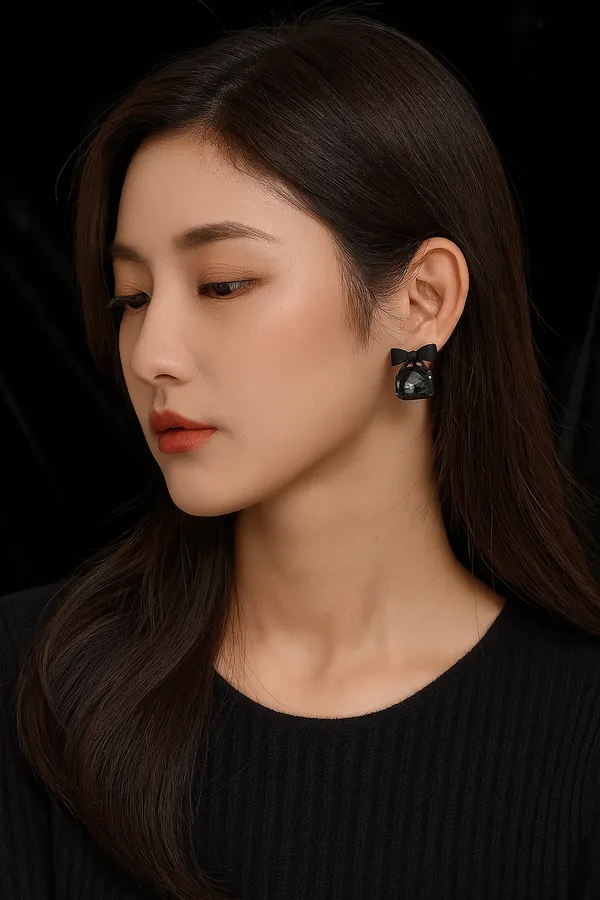 Black_Bow_Stud_Earrings_For_Women