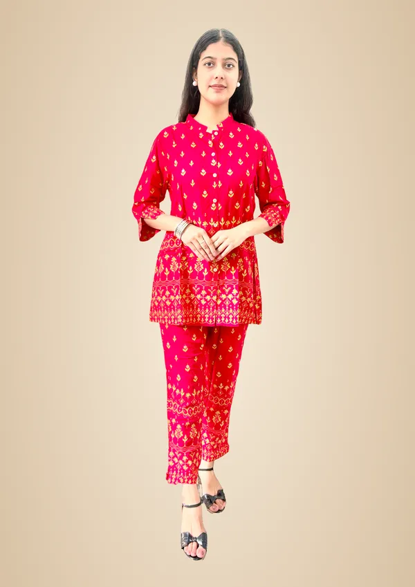 Red_Elegant_Design_Cotton_Co-Ord_Set_For_Women