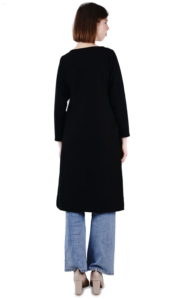Black_Elegant_Design_Wool_Kurti_For_Women