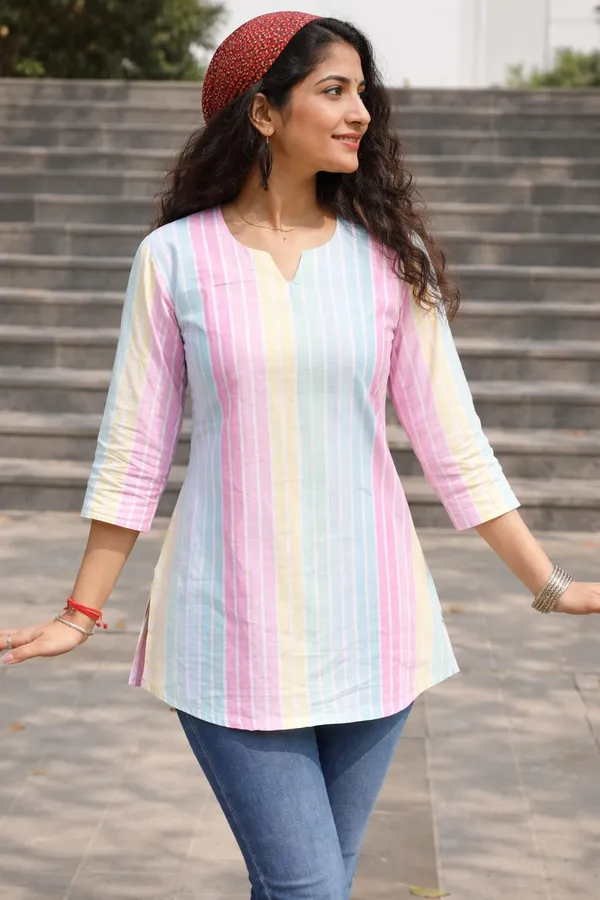 Multicolor_A-Line_Short_Kurti