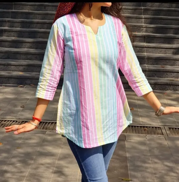 Multicolor_A-Line_Short_Kurti