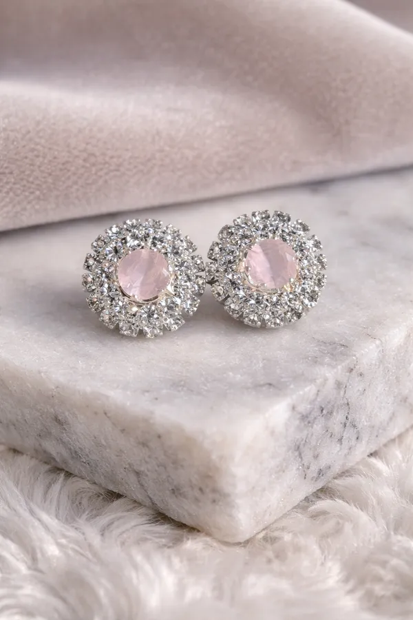 Pink_stone_stud_Earrings_For_Women