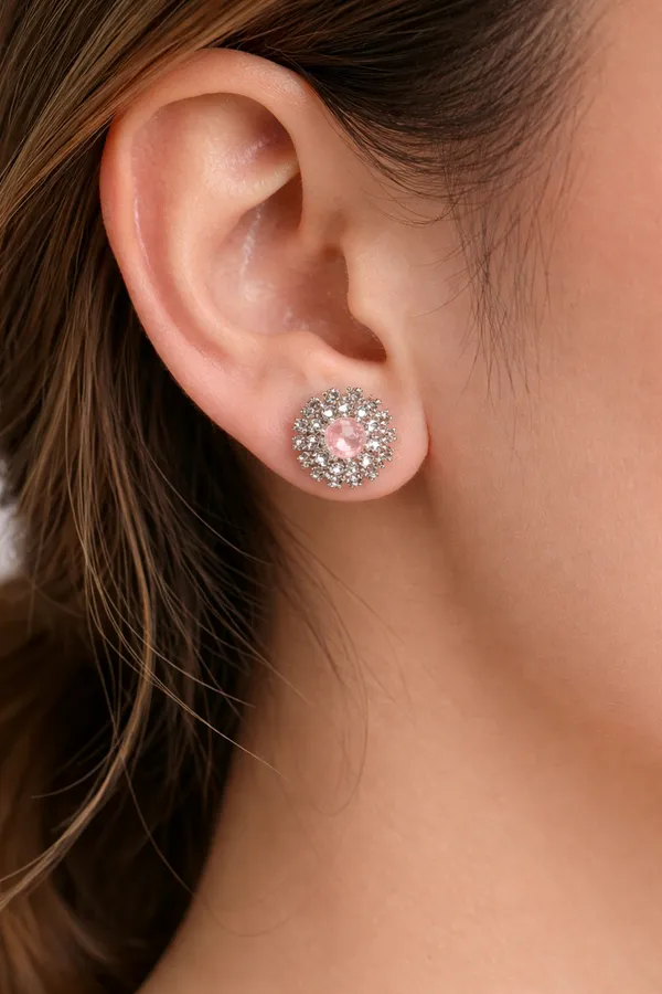 Pink_stone_stud_Earrings_For_Women