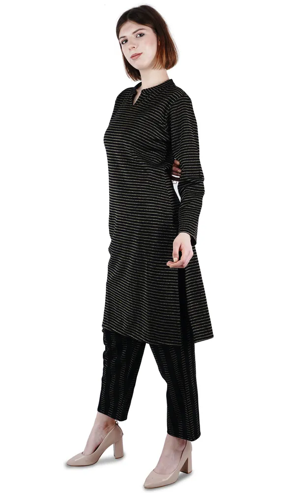 Black_Wool_Kurti_&_Pant_Set_For_Women