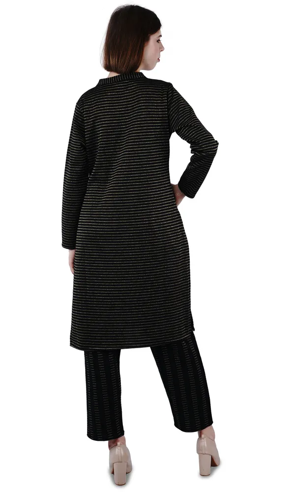 Black_Wool_Kurti_&_Pant_Set_For_Women