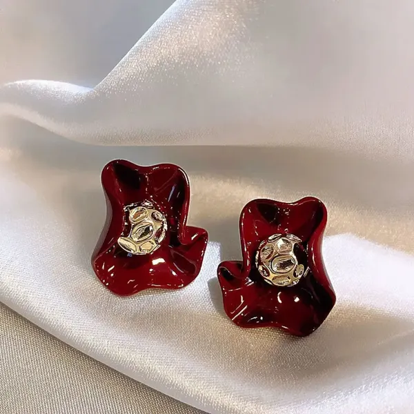 Red_Flower_Stud_Earrings_For_Women
