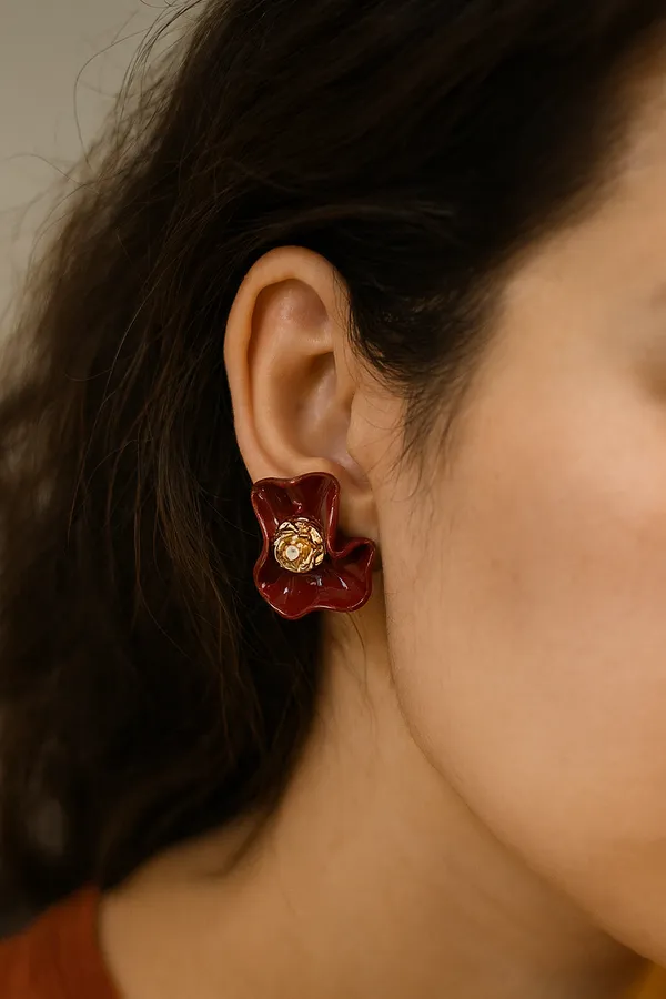 Red_Flower_Stud_Earrings_For_Women