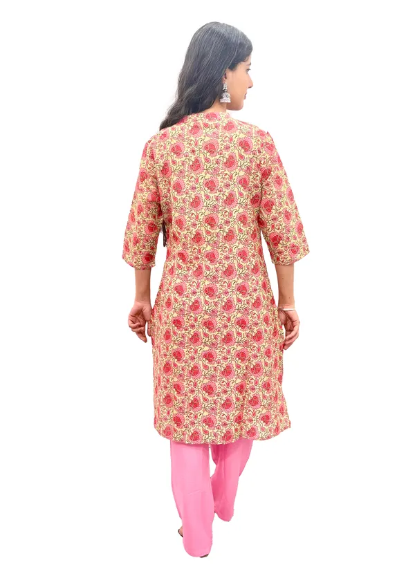Pink_Pure_Cotton_Kurti_&_Pant_Set_For_Women