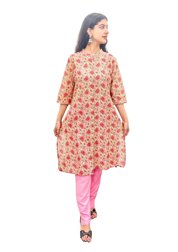 Pink_Pure_Cotton_Kurti_&_Pant_Set_For_Women