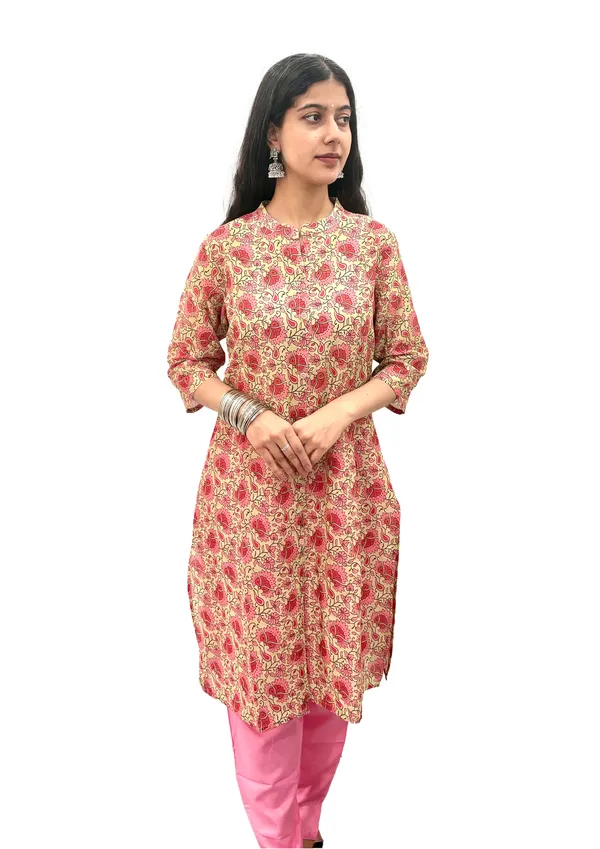 Pink_Pure_Cotton_Kurti_&_Pant_Set_For_Women