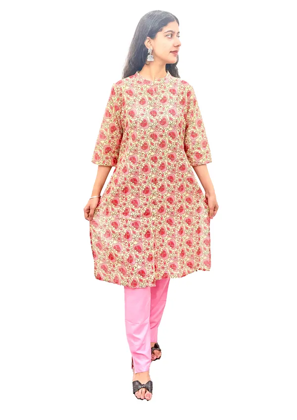 Pink_Pure_Cotton_Kurti_&_Pant_Set_For_Women